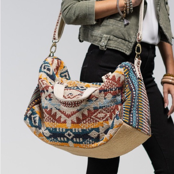 NEW Navajo Aztec Woven Weekender Duffle Bag - Picture 7 of 15